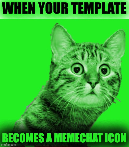 WTF RayCat sticker | WHEN YOUR TEMPLATE BECOMES A MEMECHAT ICON | image tagged in wtf raycat sticker | made w/ Imgflip meme maker