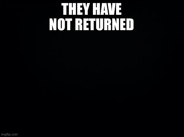 Black background | THEY HAVE NOT RETURNED | image tagged in black background | made w/ Imgflip meme maker