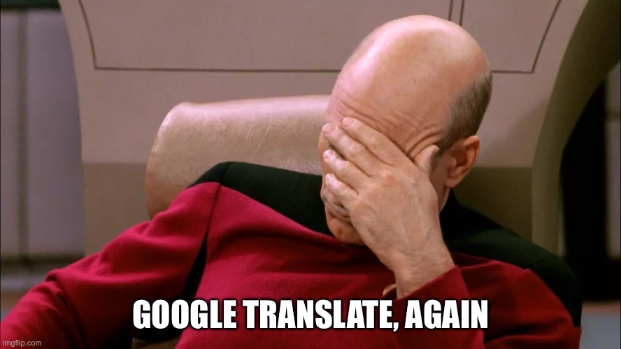 faceplam | GOOGLE TRANSLATE, AGAIN | image tagged in faceplam | made w/ Imgflip meme maker