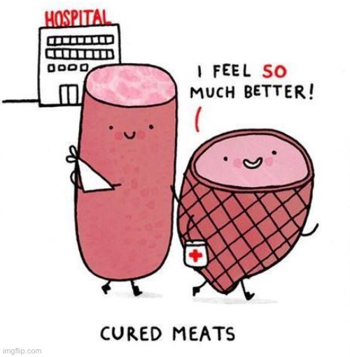 Cured Meats | image tagged in funny memes,dad jokes,eyeroll | made w/ Imgflip meme maker