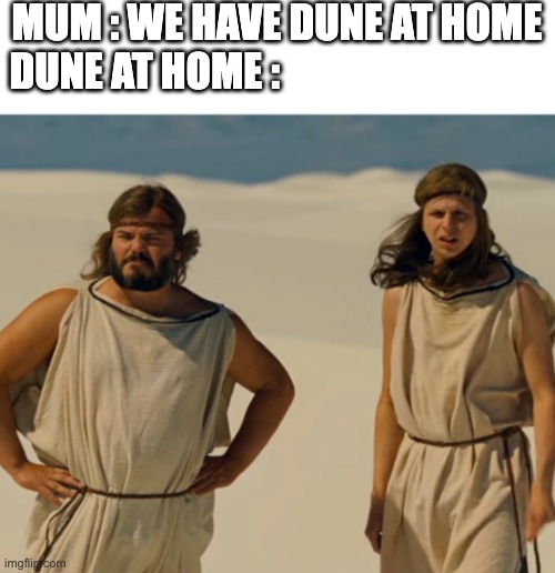 MUM : WE HAVE DUNE AT HOME
DUNE AT HOME : | image tagged in dune | made w/ Imgflip meme maker
