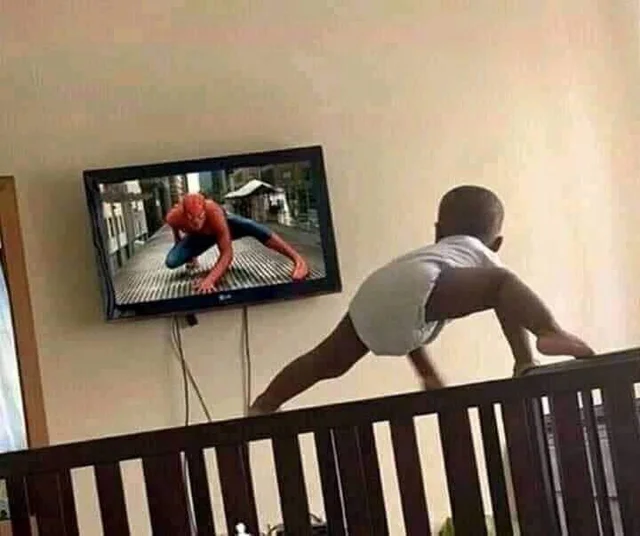 High Quality Spiderman Copy Baby Blank Meme Template