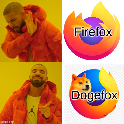 Drake Hotline Bling Meme | Firefox; Dogefox | image tagged in memes,drake hotline bling | made w/ Imgflip meme maker