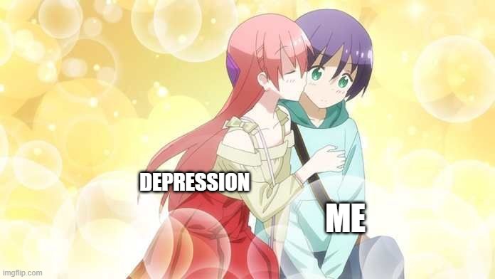 Tonikaku Kawaii : Fly me to Depression | ME; DEPRESSION | image tagged in anime | made w/ Imgflip meme maker