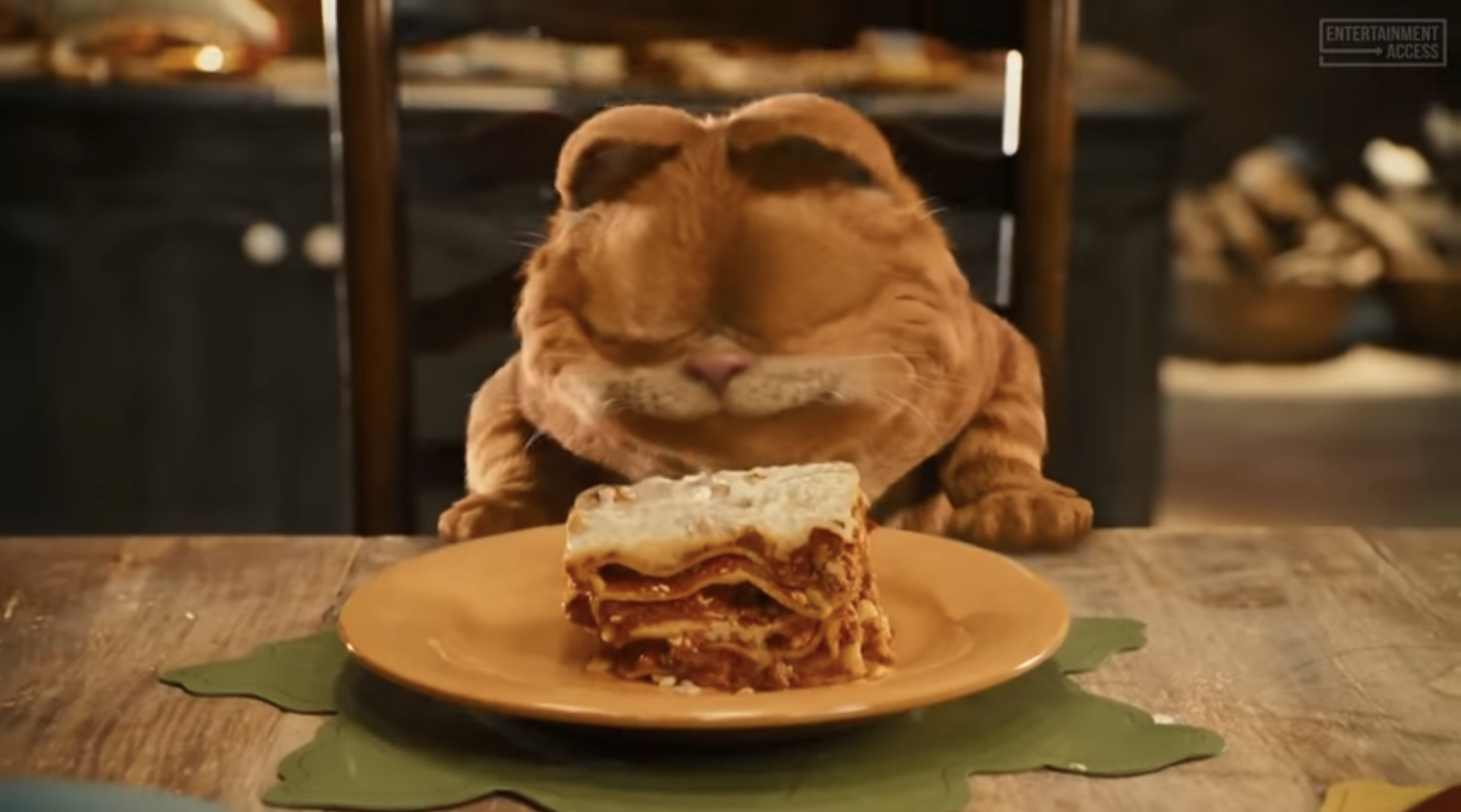 Garfield smelling lasagna Blank Meme Template