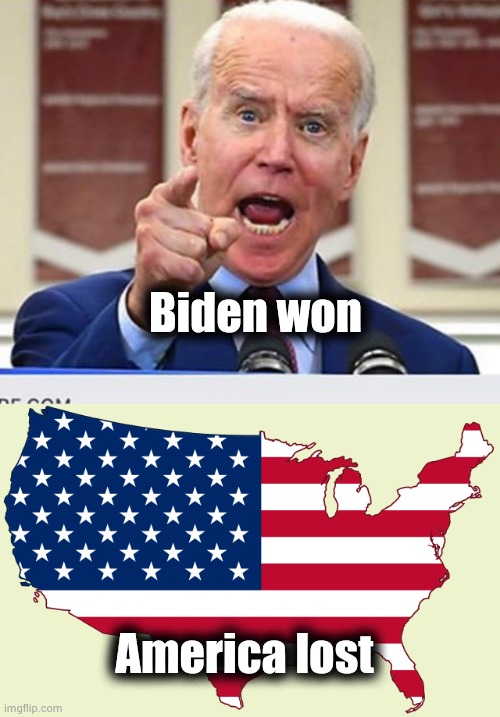 If we could make a difference they wouldn't let us vote |  Biden won; America lost | image tagged in joe biden no malarkey,usa map transparent,election,well yes but actually no,busy work,distraction | made w/ Imgflip meme maker