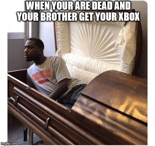 WHEN YOUR ARE DEAD AND YOUR BROTHER GET YOUR XBOX | image tagged in funny memes | made w/ Imgflip meme maker