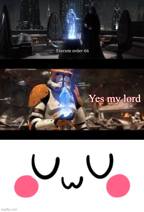 image tagged in execute order 66,yes my lord,uwu | made w/ Imgflip meme maker