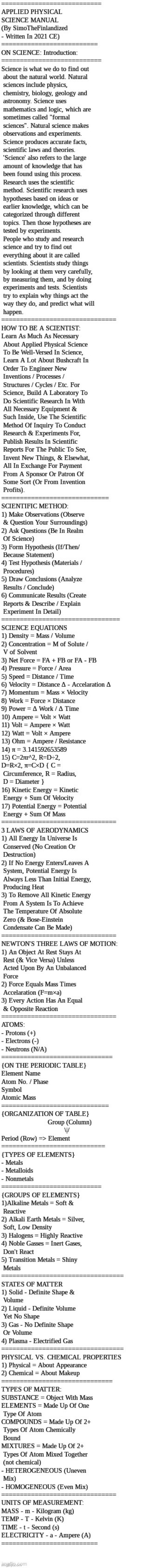 I Remade My Science Cheat-Sheet Into A Meme For My Fellow Furries To Help You All Out | image tagged in science,the furry fandom | made w/ Imgflip meme maker