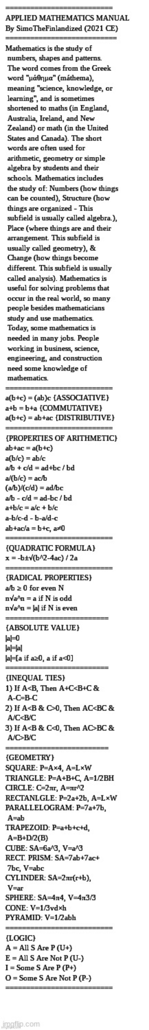 I Remade My Mathematics Cheat-Sheet Into A Meme For My Fellow Furries To Help You All Out | image tagged in mathematics,the furry fandom | made w/ Imgflip meme maker