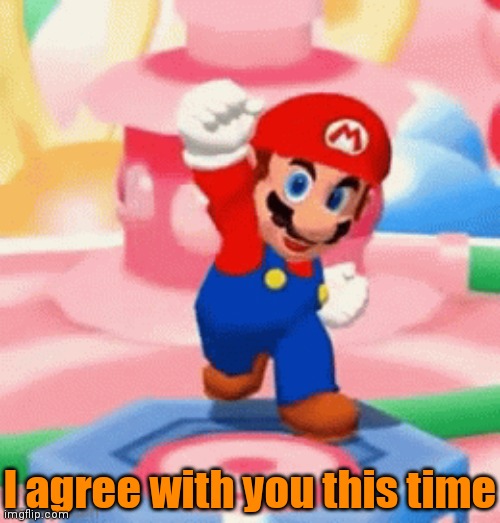 Mario happy | I agree with you this time | image tagged in mario happy | made w/ Imgflip meme maker