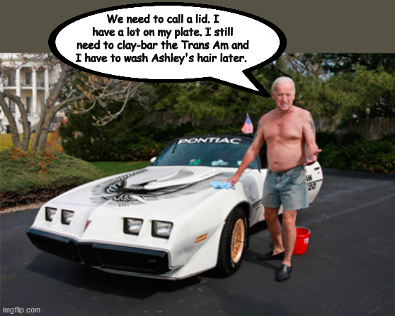 Shower Time with Silver Alert Joe | We need to call a lid. I have a lot on my plate. I still need to clay-bar the Trans Am and I have to wash Ashley's hair later. | image tagged in joe biden | made w/ Imgflip meme maker