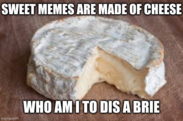 Add mushrooms for the bacteria mold fungus trifecta. Delicious! | SWEET MEMES ARE MADE OF CHEESE; WHO AM I TO DIS A BRIE | image tagged in brie cheese | made w/ Imgflip meme maker