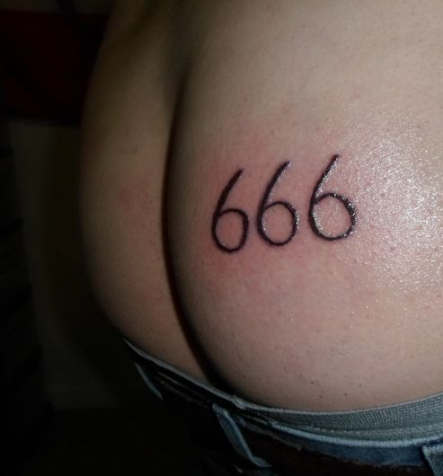 666 Buttock tattoo butt Blank Meme Template