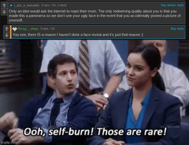 ... | image tagged in ooh self-burn those are rare | made w/ Imgflip meme maker