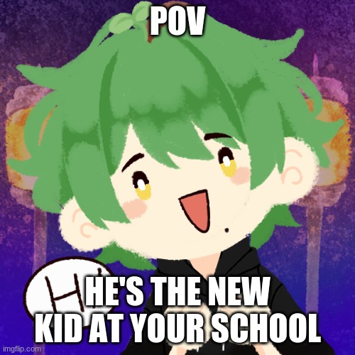 POV; HE'S THE NEW KID AT YOUR SCHOOL | image tagged in roleplaying,highschool,smol tree boi,my oc in this is normally 11 but he's 16 in this one | made w/ Imgflip meme maker