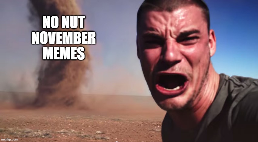 No nut november memes | NO NUT
 NOVEMBER 
MEMES | image tagged in here it comes | made w/ Imgflip meme maker