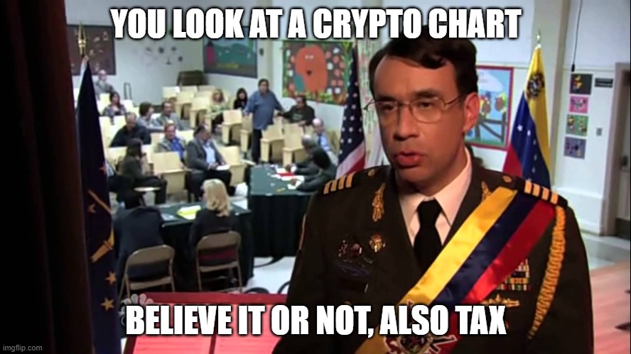 Park and Rec Jail | YOU LOOK AT A CRYPTO CHART; BELIEVE IT OR NOT, ALSO TAX | image tagged in park and rec jail | made w/ Imgflip meme maker