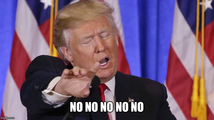 Trump no no no no no | NO NO NO NO NO | image tagged in trump no no no no no | made w/ Imgflip meme maker