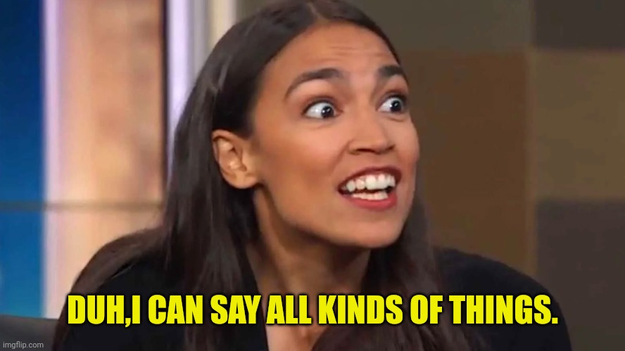 Crazy AOC | DUH,I CAN SAY ALL KINDS OF THINGS. | image tagged in crazy aoc | made w/ Imgflip meme maker