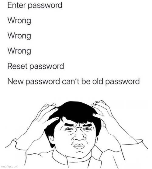 A clever title for your meme | image tagged in meme,jackie chan wtf,password,dumb | made w/ Imgflip meme maker