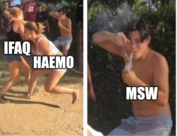 Dabbing Dude | IFAQ; HAEMO; MSW | image tagged in dabbing dude | made w/ Imgflip meme maker