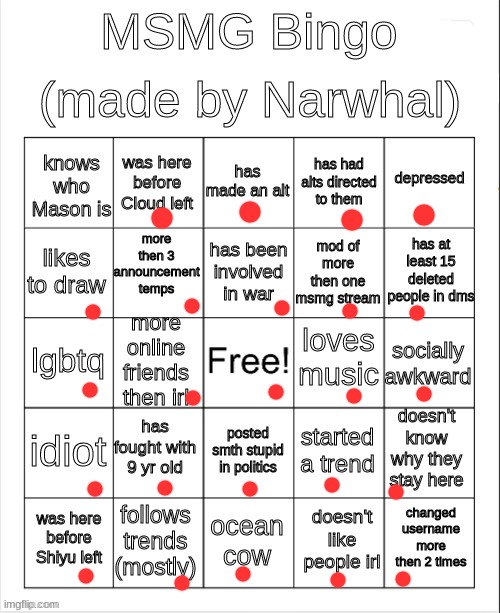 who is mason | image tagged in msmg bingo | made w/ Imgflip meme maker