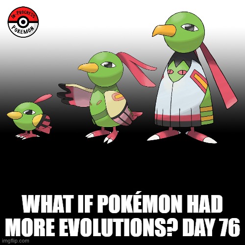 Check the tags Pokemon more evolutions for each new one. | WHAT IF POKÉMON HAD MORE EVOLUTIONS? DAY 76 | image tagged in memes,blank transparent square,pokemon more evolutions,natu,pokemon,why are you reading this | made w/ Imgflip meme maker