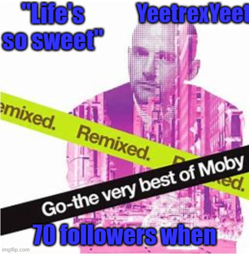 Moby 3.0 | 70 followers when | image tagged in moby 3 0 | made w/ Imgflip meme maker