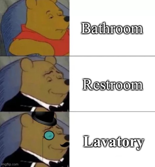 Y e s | Bathroom; Restroom; Lavatory | image tagged in fancy pooh | made w/ Imgflip meme maker