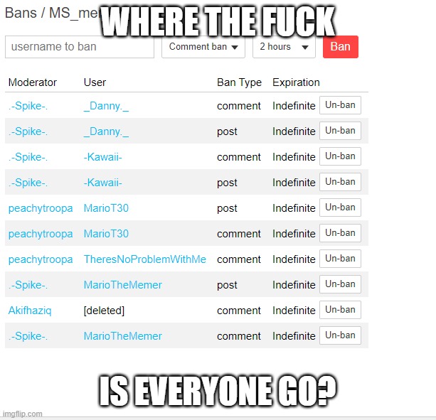 If I remember, there's shit-tons of users got banned, where the fuck are they? | WHERE THE FUCK; IS EVERYONE GO? | made w/ Imgflip meme maker
