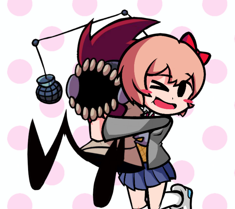 Sayori Hugs Zipper Blank Meme Template