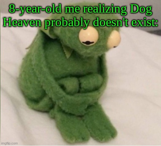 8-year-old me realizing Dog Heaven probably doesn't exist: | image tagged in sad kermit | made w/ Imgflip meme maker