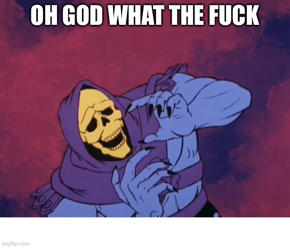 Skeletor Oh God What The Fuck | OH GOD WHAT THE FUCK | image tagged in skeletor oh god what the fuck | made w/ Imgflip meme maker