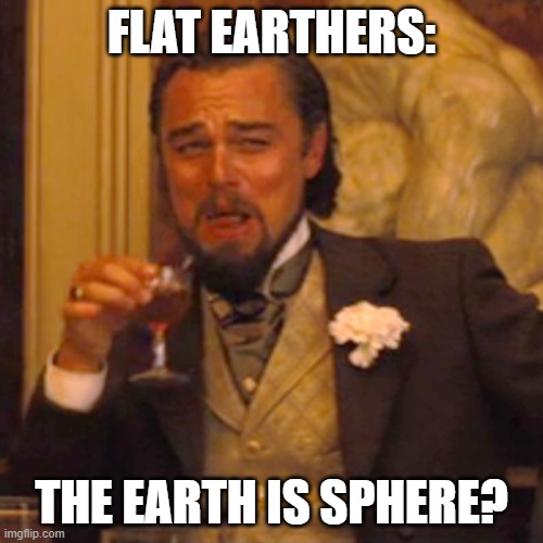 Laughing Leo | FLAT EARTHERS:; THE EARTH IS SPHERE? | image tagged in memes,laughing leo | made w/ Imgflip meme maker