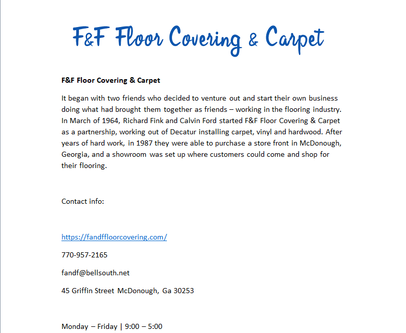 F&F Floor Covering & Carpet Blank Meme Template