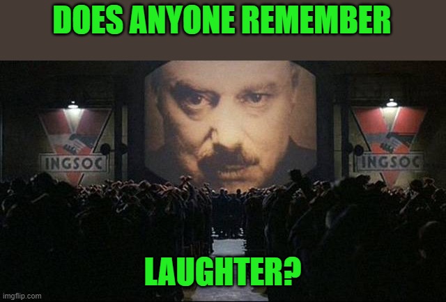 Big Brother 1984 | DOES ANYONE REMEMBER LAUGHTER? | image tagged in big brother 1984 | made w/ Imgflip meme maker