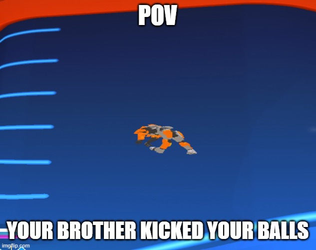 pov | POV; YOUR BROTHER KICKED YOUR BALLS | image tagged in pov | made w/ Imgflip meme maker