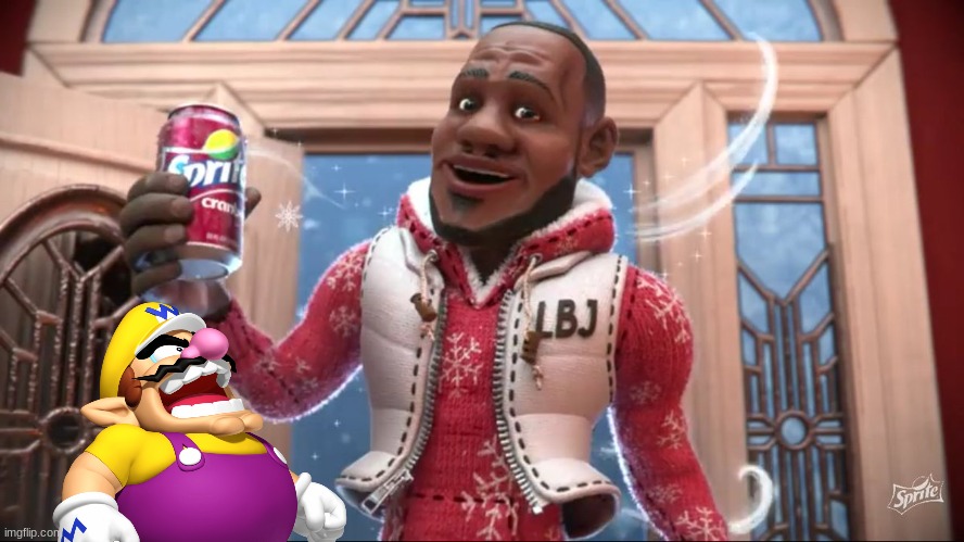 Wario dies from Lebron James throwing a Sprite Cranberry to his skull.mp3 | image tagged in wanna sprite cranberry,wario dies,wario,lebron james,memes | made w/ Imgflip meme maker