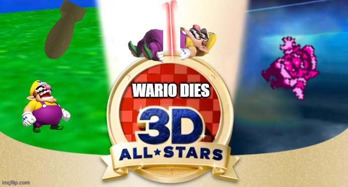 wario dies all stars.mp3 | WARIO DIES | image tagged in blank 3d all stars | made w/ Imgflip meme maker