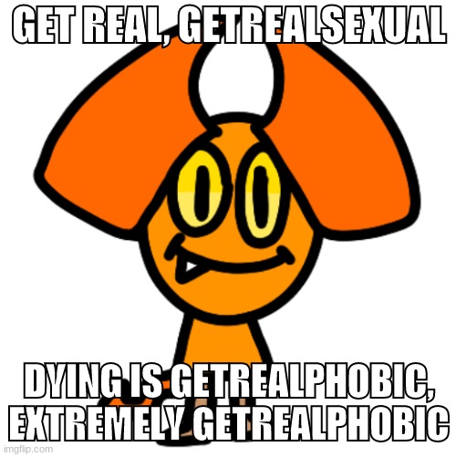 stoopy | GET REAL, GETREALSEXUAL; DYING IS GETREALPHOBIC, EXTREMELY GETREALPHOBIC | image tagged in stoopy | made w/ Imgflip meme maker