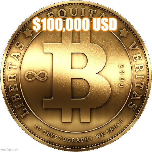 100k bitcoin | $100,000 USD | image tagged in bitcoin | made w/ Imgflip meme maker
