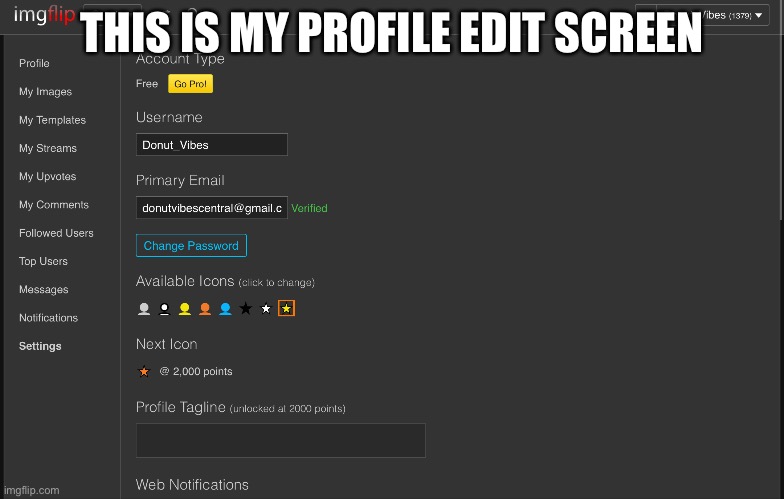 THIS IS MY PROFILE EDIT SCREEN | made w/ Imgflip meme maker