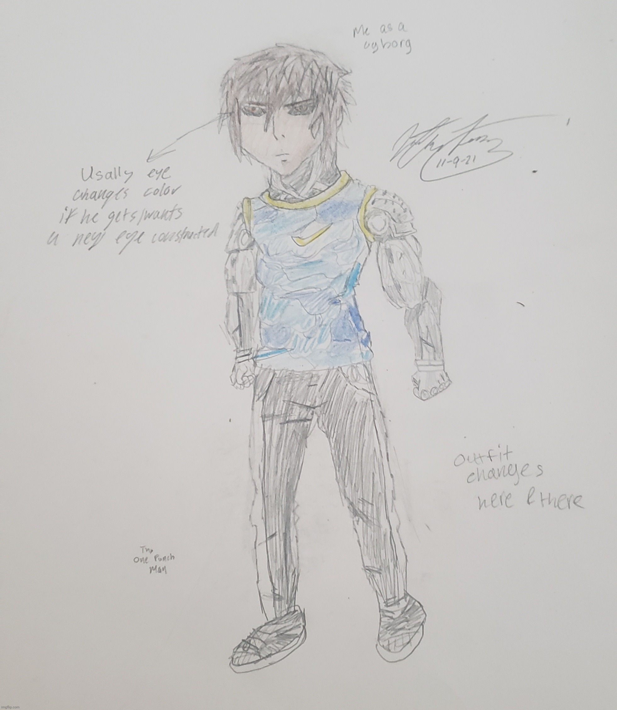 Eyes were supposed to be orange but camera f'd it up, but here is cyborg me | made w/ Imgflip meme maker