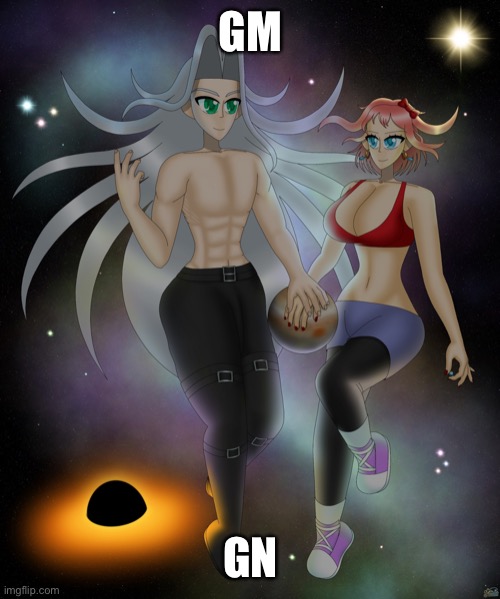 Sayori and Sephiroth | GM; GN | image tagged in sayori and sephiroth | made w/ Imgflip meme maker