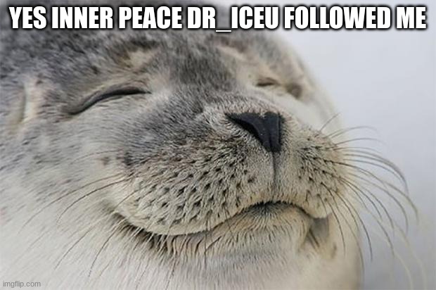 ahhh inner peace | YES INNER PEACE DR_ICEU FOLLOWED ME | image tagged in memes,satisfied seal | made w/ Imgflip meme maker