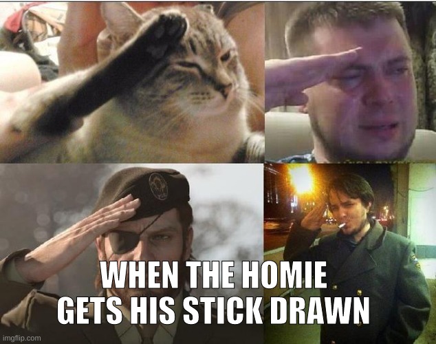 Getting your stick drawn in school | WHEN THE HOMIE GETS HIS STICK DRAWN | image tagged in sad salute | made w/ Imgflip meme maker