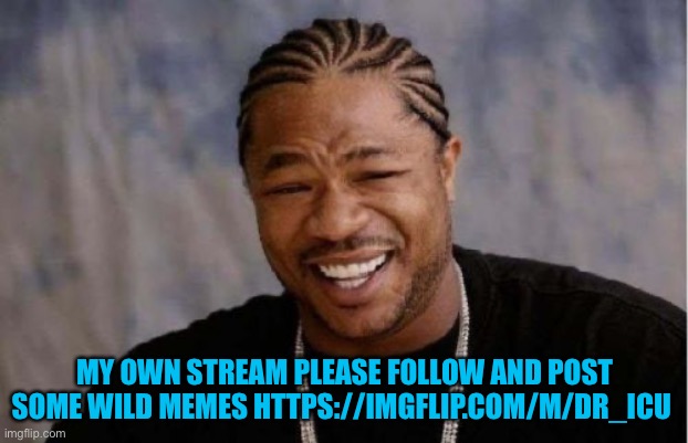 Join and post some wild memez! https://imgflip.com/m/Dr_Icu | MY OWN STREAM PLEASE FOLLOW AND POST SOME WILD MEMES HTTPS://IMGFLIP.COM/M/DR_ICU | image tagged in memes,yo dawg heard you | made w/ Imgflip meme maker