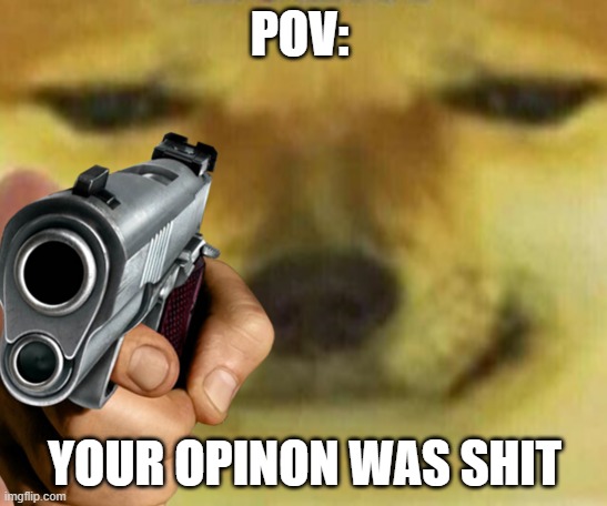 NO | POV:; YOUR OPINON WAS SHIT | image tagged in pov | made w/ Imgflip meme maker