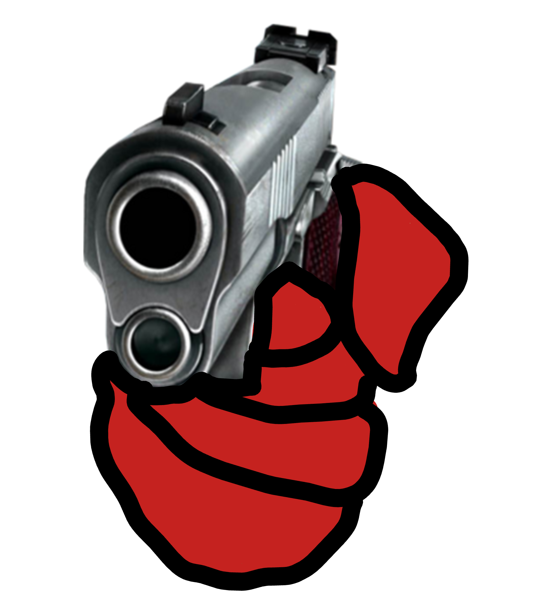 Red Imposter's Hand With Gun Blank Meme Template